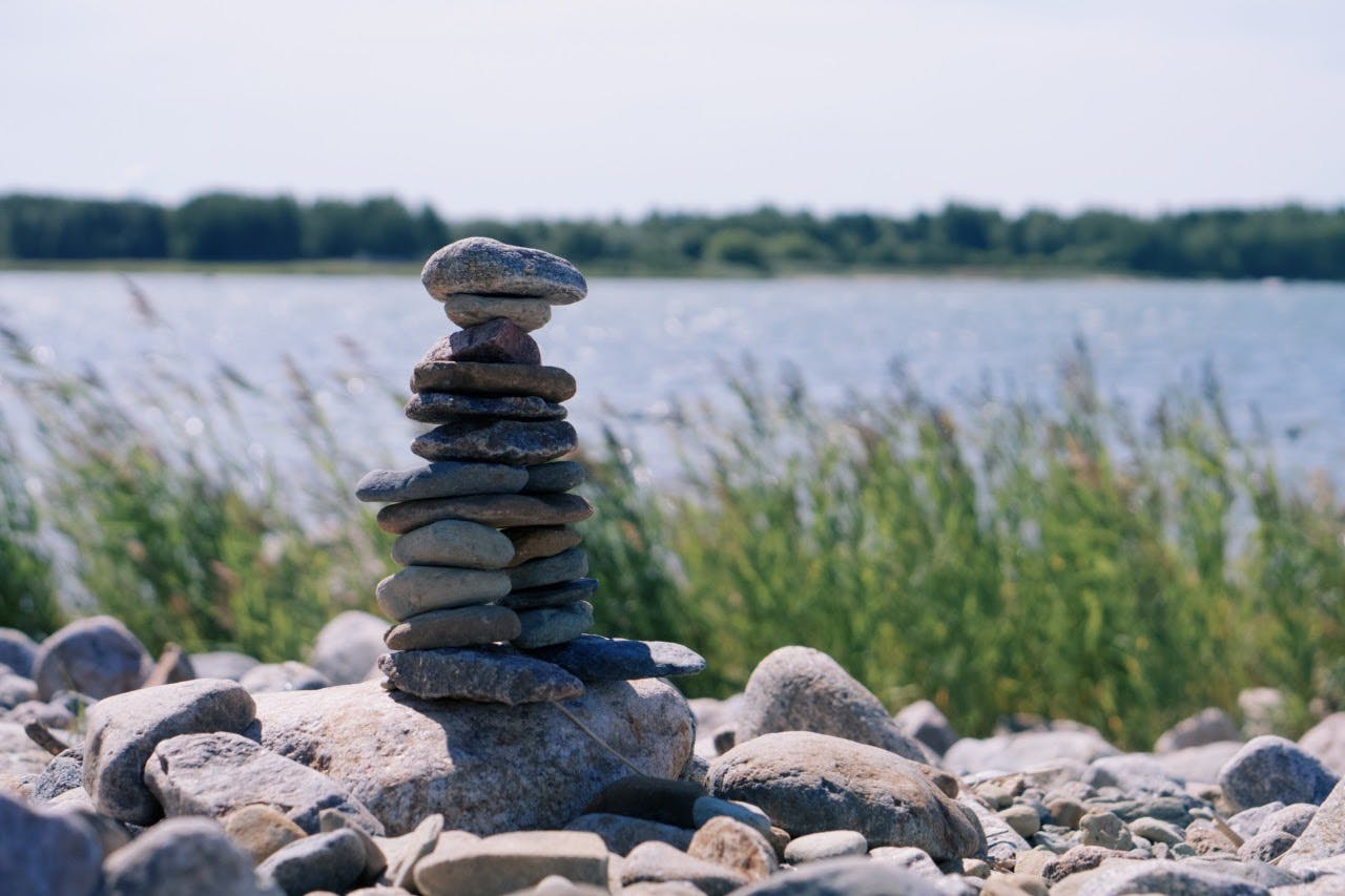 The stack of the stone at the beach in Paljassaare.