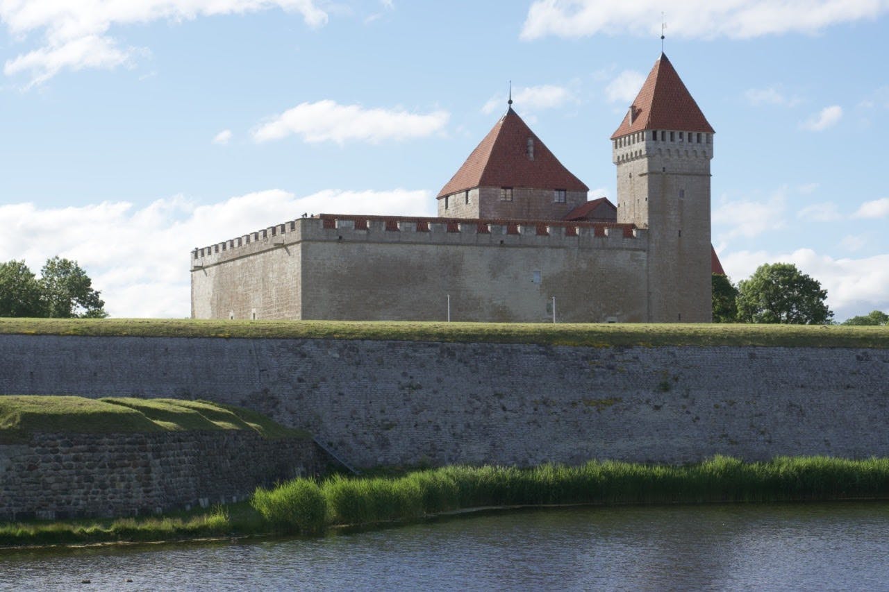 Kuressaare castle and its moats. The castle was built around 1380s. There's a permanent exhibition in the castle as the memorial of the red terror by Soviet forces.